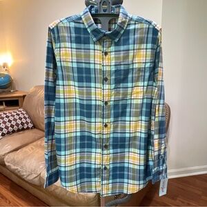 NWT Cat & Jack Plaid Cotton Long Sleeve Button-Down Shirt